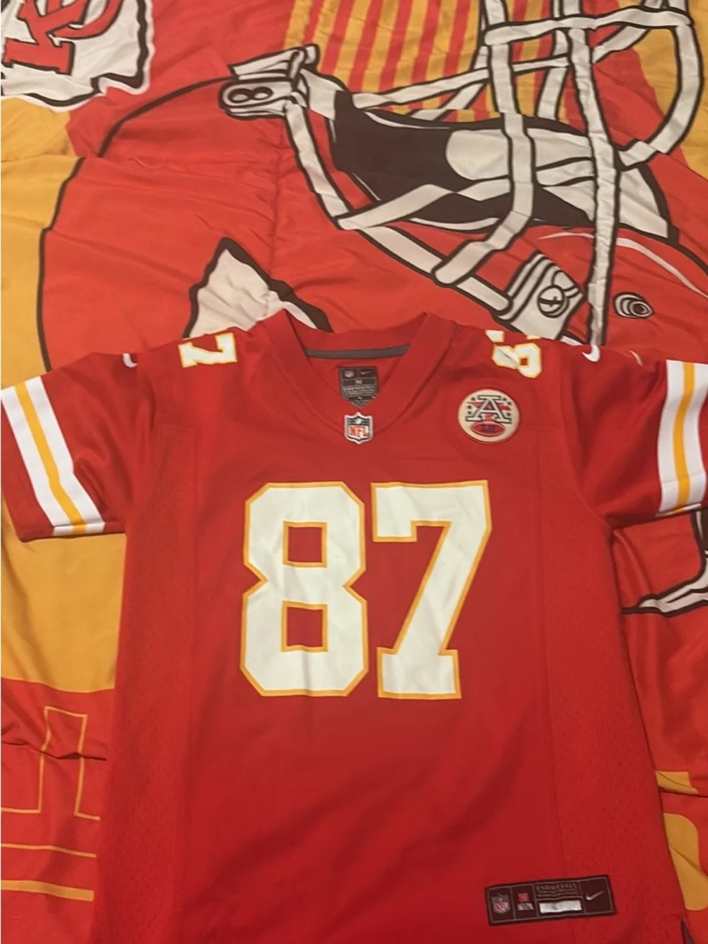 Nike Kids Red Kansas City Football Jersey #87 with White & Gold Accents